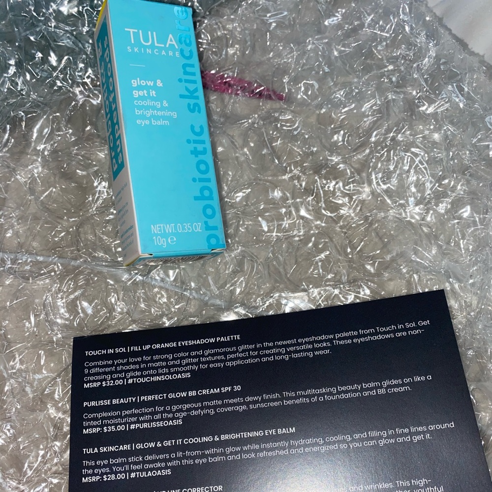 Tula glow and get it cooling/ brightening eye balm